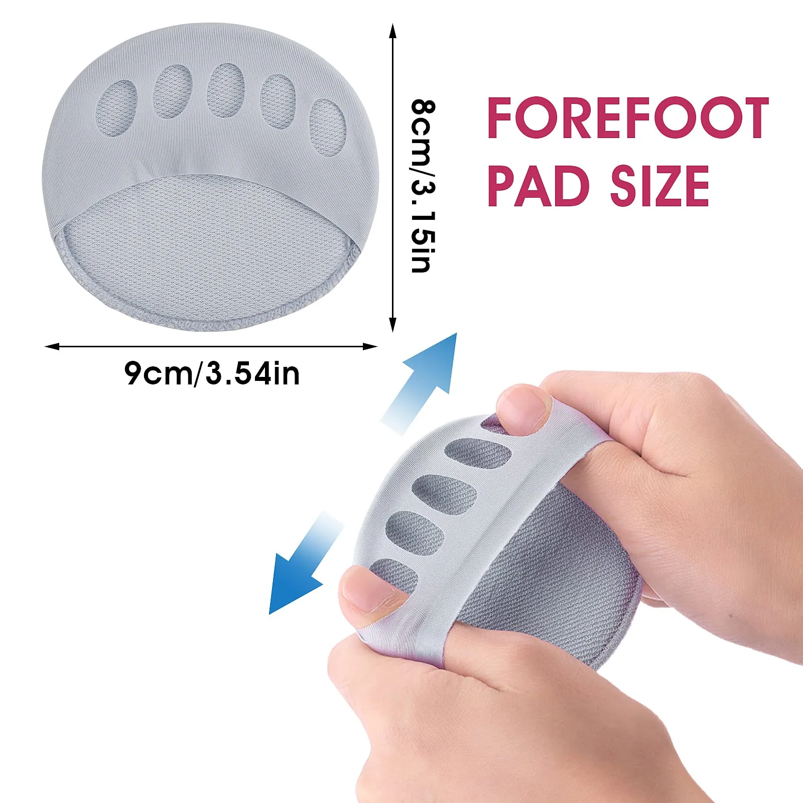 10 Pairs Forefoot Pads Honeycomb Fabric Metatarsal Cushions Ball of Foot Cushion Pads Reusable Forefoot Pads Women High Heels Invisible Socks for Women