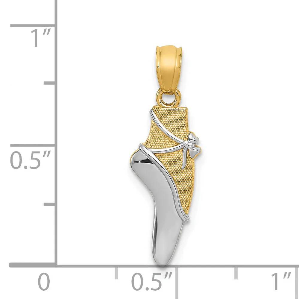 14k Two Tone Gold Ballet Shoe Charm Pendant