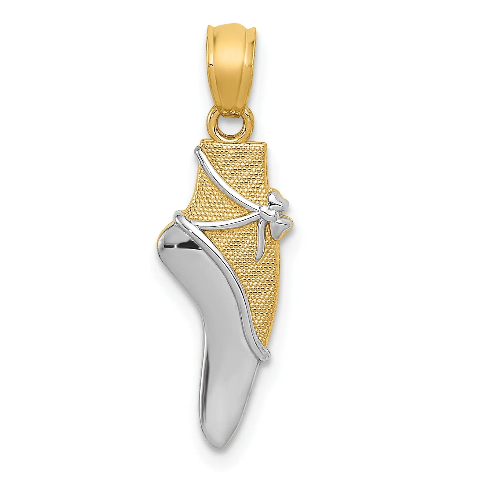 14k Two Tone Gold Ballet Shoe Charm Pendant