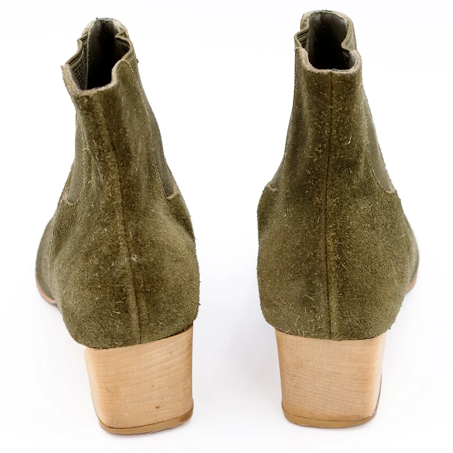 1990s Issey Miyake Plantation Vintage Green Suede Low Boots