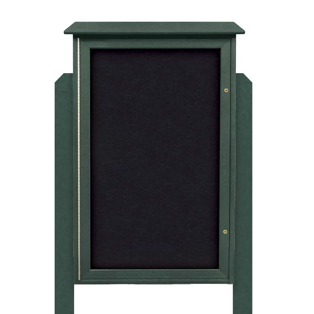 20 x 30 Outdoor Message Center with Posts   Cork Board | Left Hinged Single Door Information Board, with Eco-Design Faux Wood