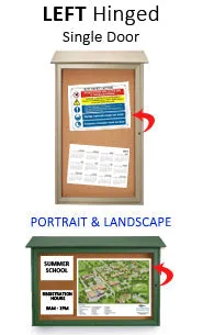 20 x 30 Outdoor Message Center with Posts   Cork Board | Left Hinged Single Door Information Board, with Eco-Design Faux Wood