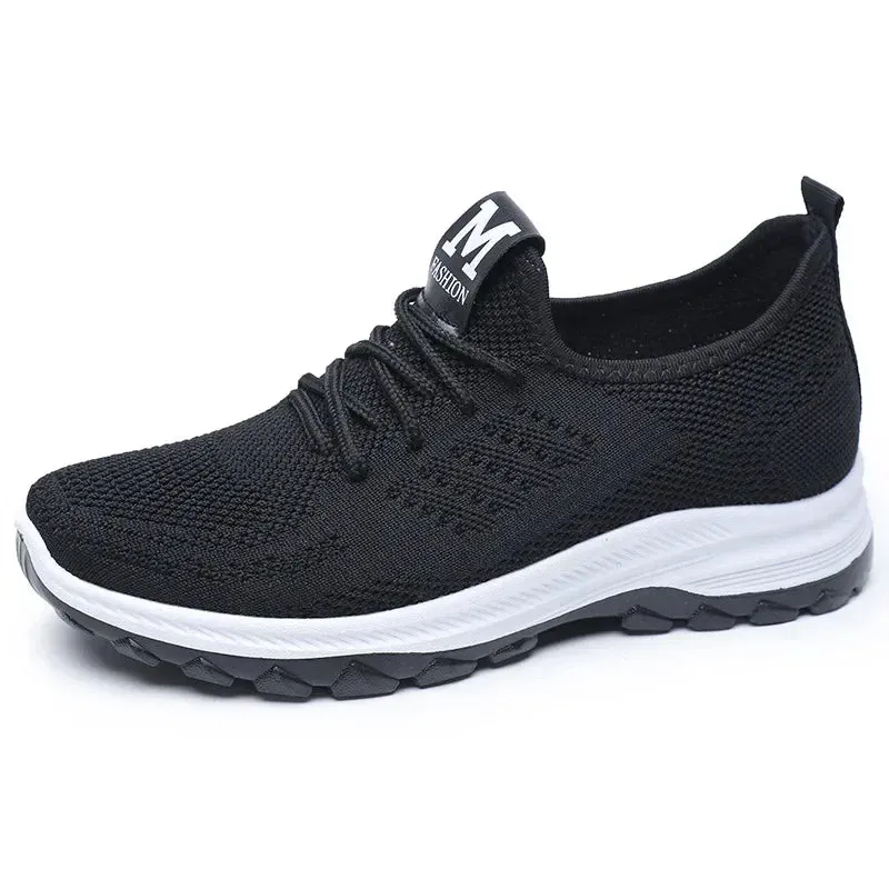 2023 Women's Mesh Vulcanized Sneakers | Lightweight Spring Casual Flats | Comfortable Knitted Lace-Up Shoes