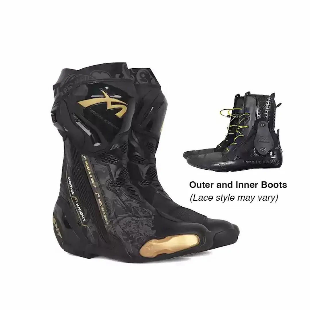 Allgoal Motorcycle Riding Boots Black/Gold – Limited Edition