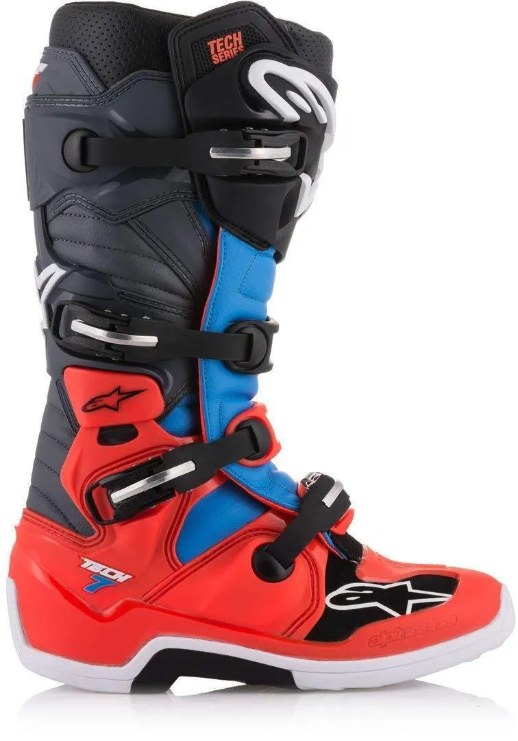 Alpinestars Tech 7 Men's Red/Cyan/Grey/Black Motocross Boots