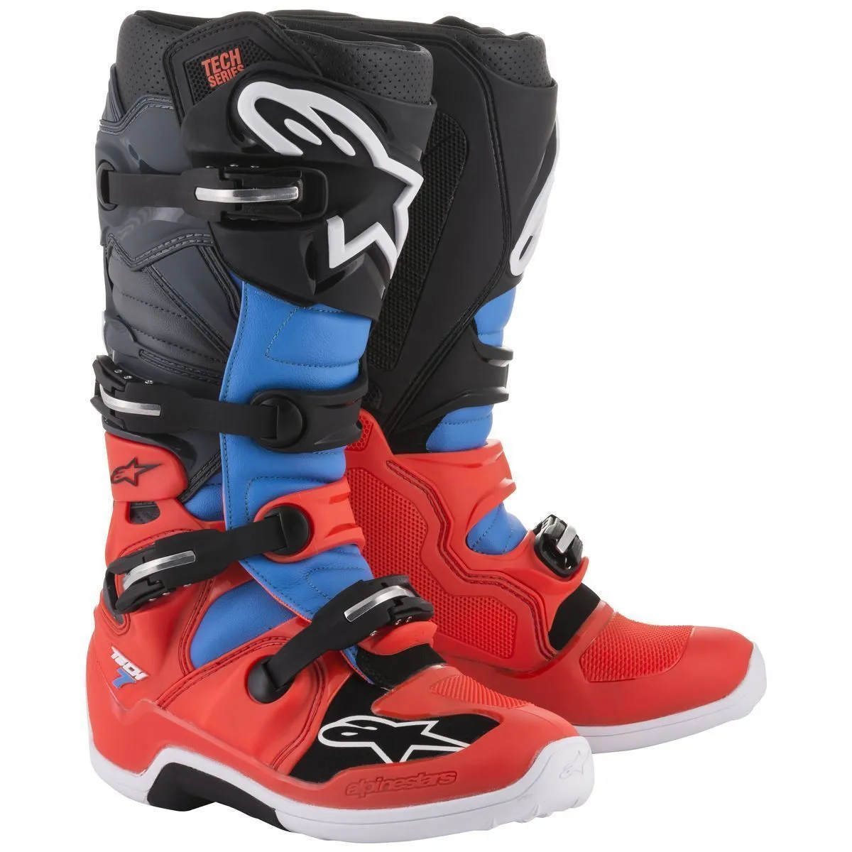 Alpinestars Tech 7 Men's Red/Cyan/Grey/Black Motocross Boots