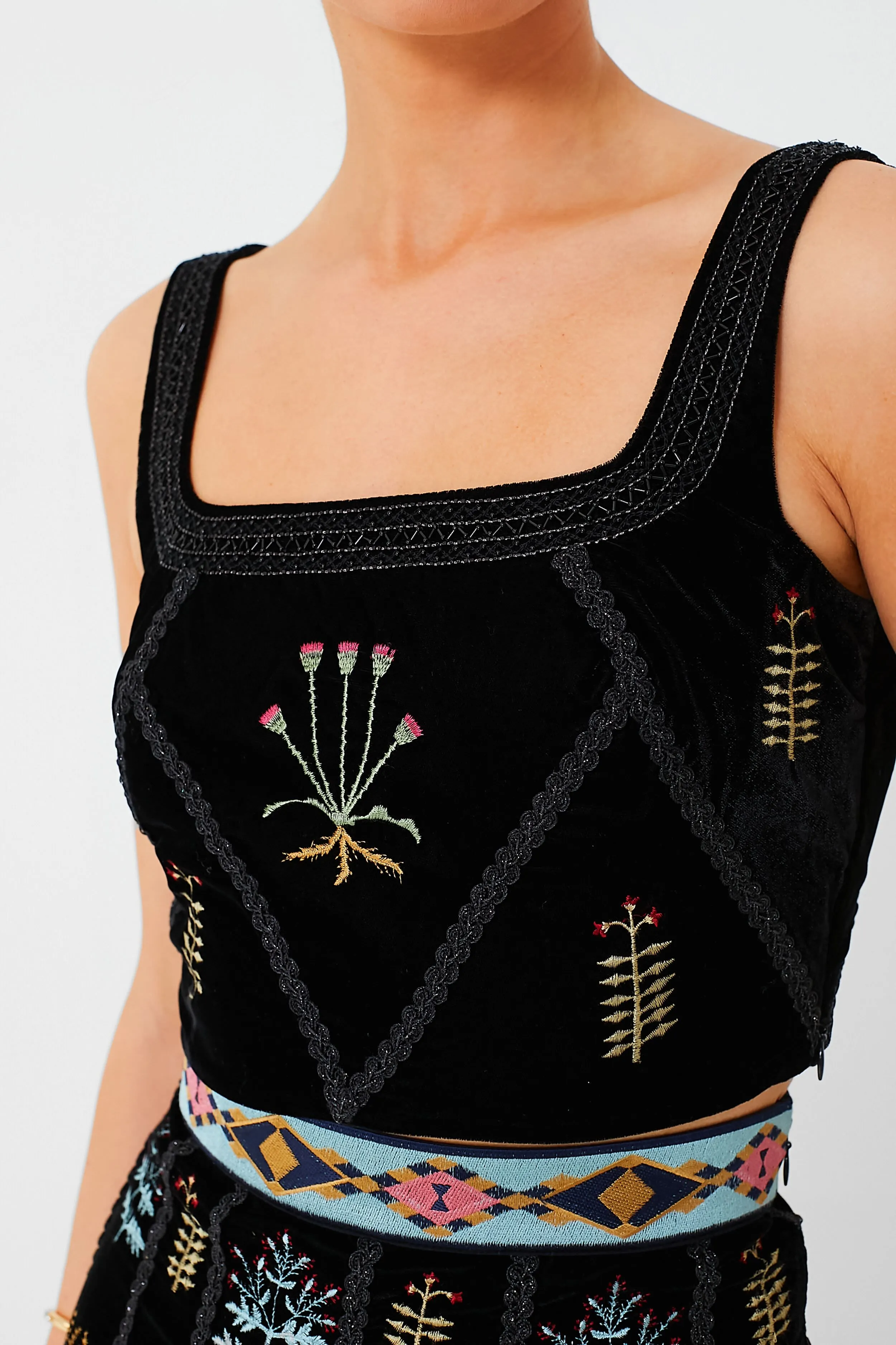 Black Cindarella Agra Embroidered Top