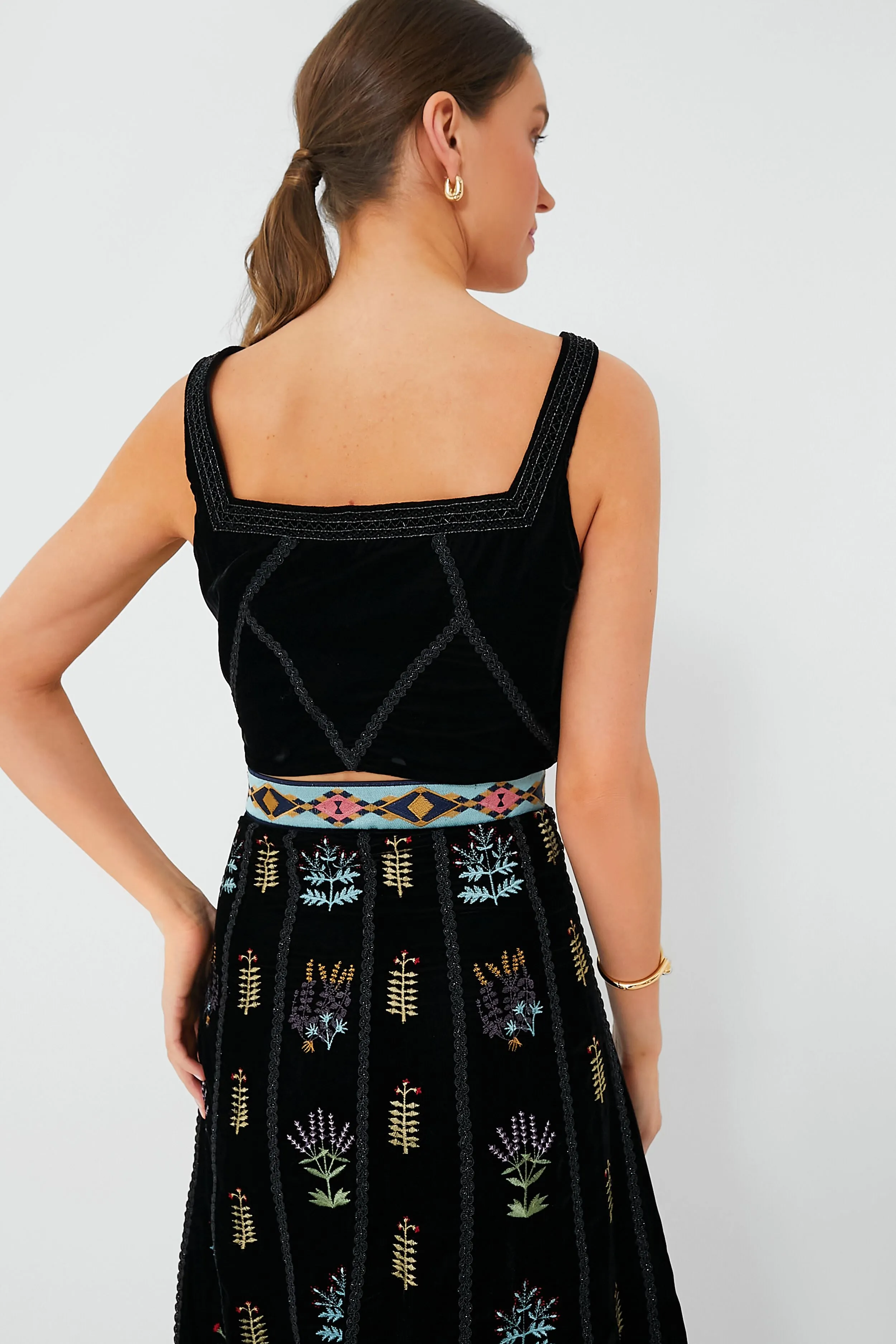 Black Cindarella Agra Embroidered Top