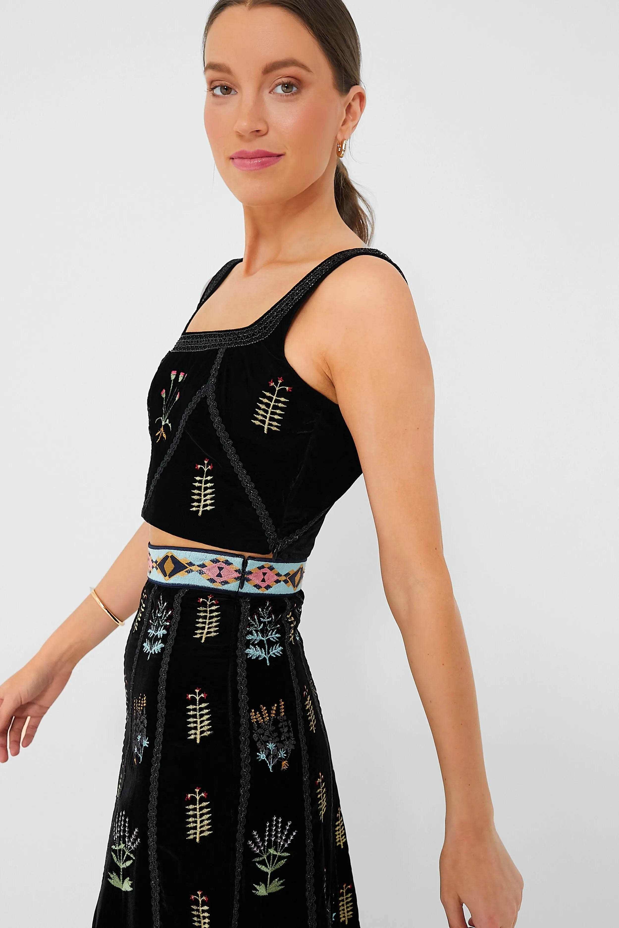 Black Cindarella Agra Embroidered Top