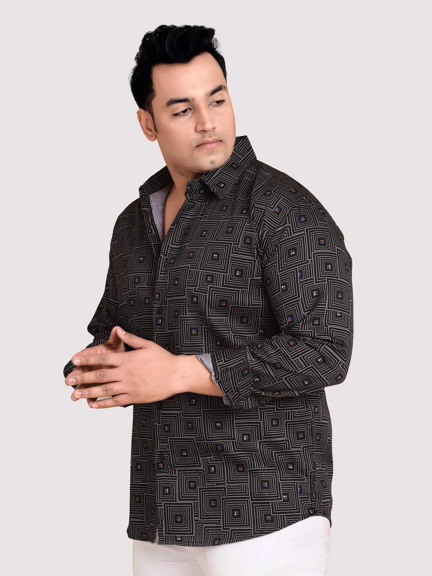 Black Maze Printed Full sleeve Men's Plus size