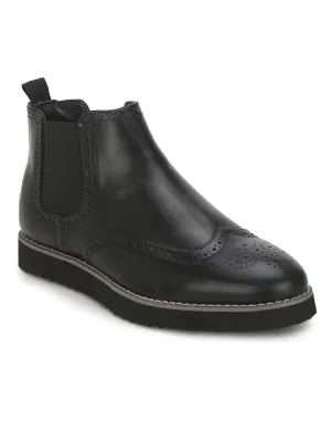 Black PU Men Ankle Boots