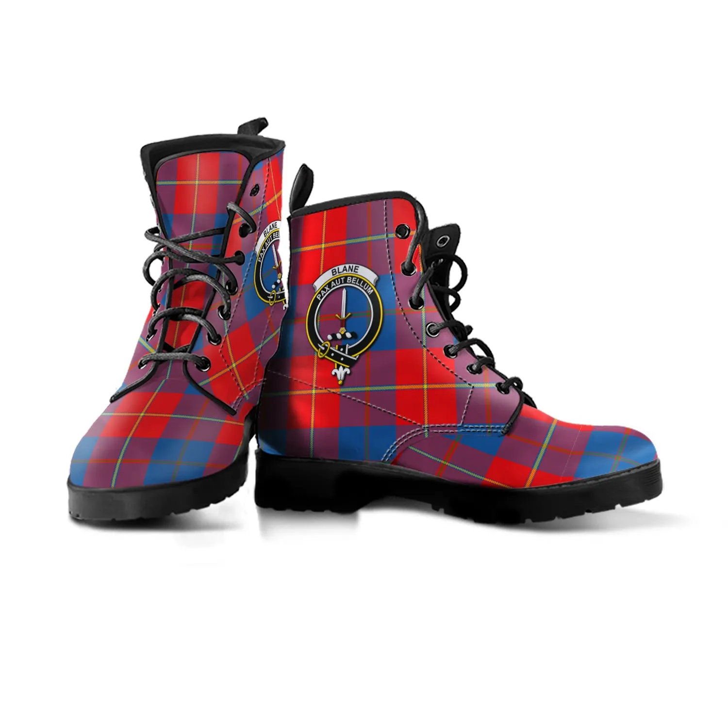 Blane Tartan Leather Boots with Family Crest