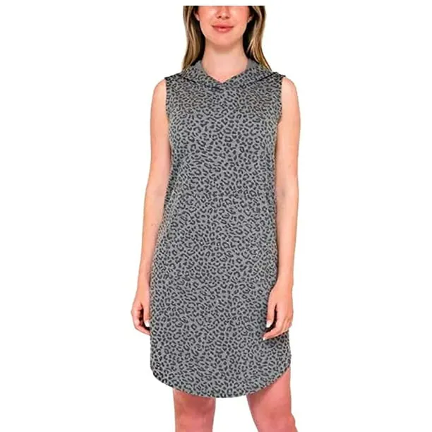 Bobeau Women's Soft French Terry Hooded Sleeveless Dress