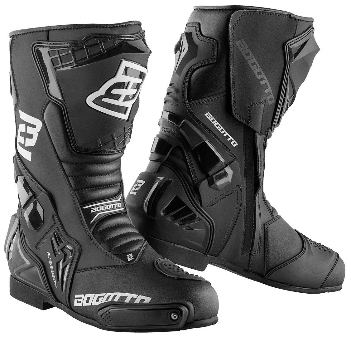 Bogotto Assen Motorcycle Boots with Foam Pad, Black