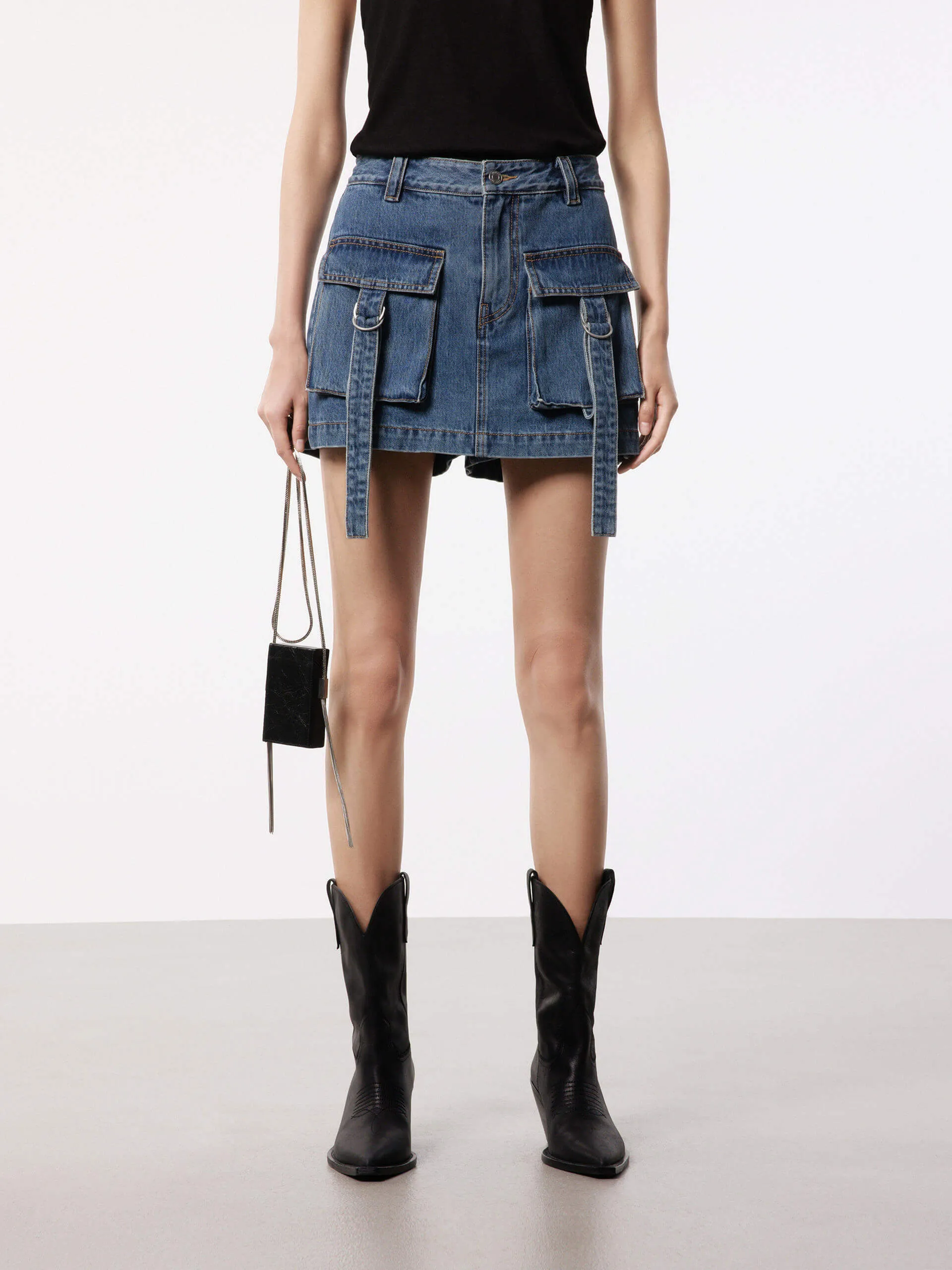 Cargo Pocket Denim Skorts