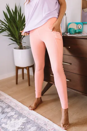 Chasing Happiness High Waist Active Legging In Peach