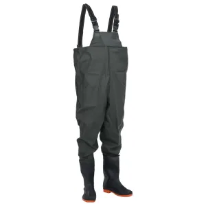 Chest Waders with Boots Dark Green Size 46