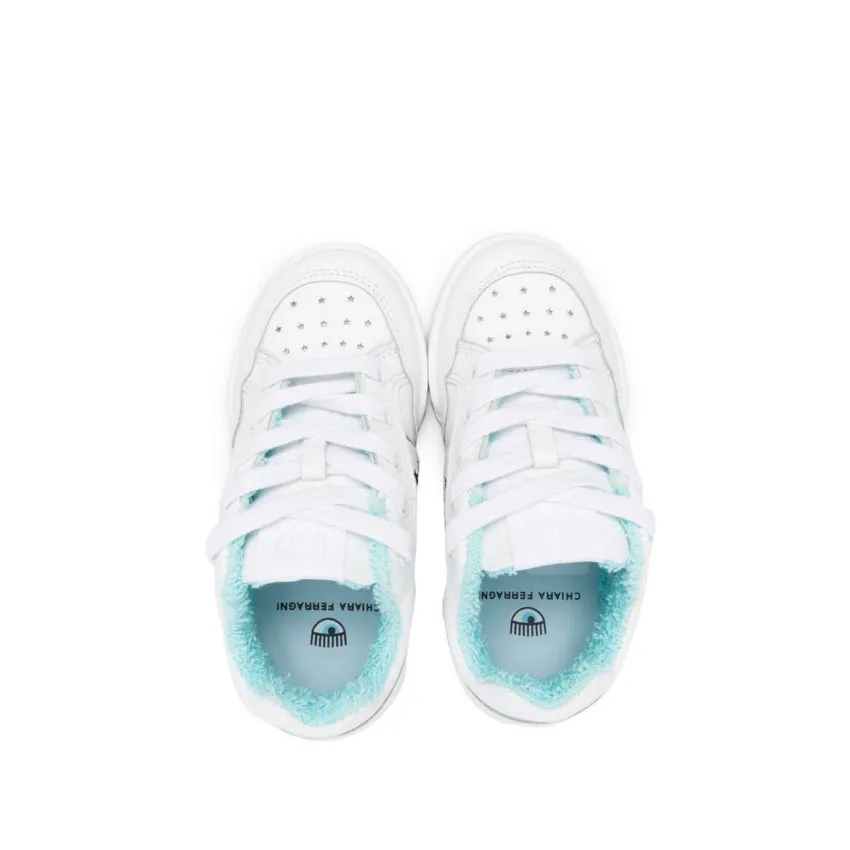 CHIARA FERRAGNI SNEAKERS CFB151 LOW BIANCO-CELESTE