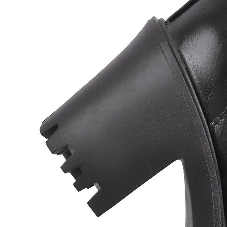 Chunky platform high heels round toe combat boots gothic booties