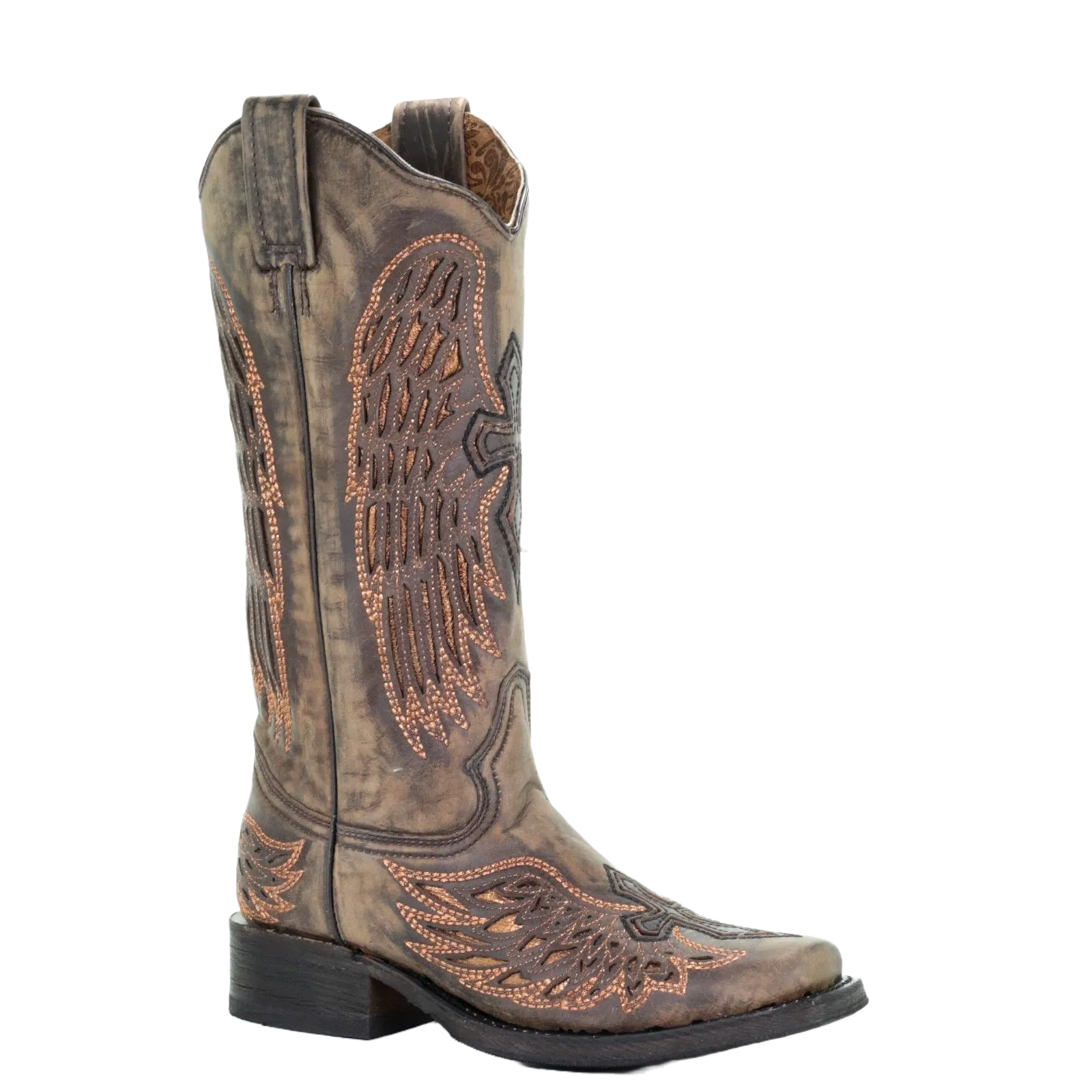 Corral Ladies Sand Wings & Cross Inlay Motorcycle Boots A3727