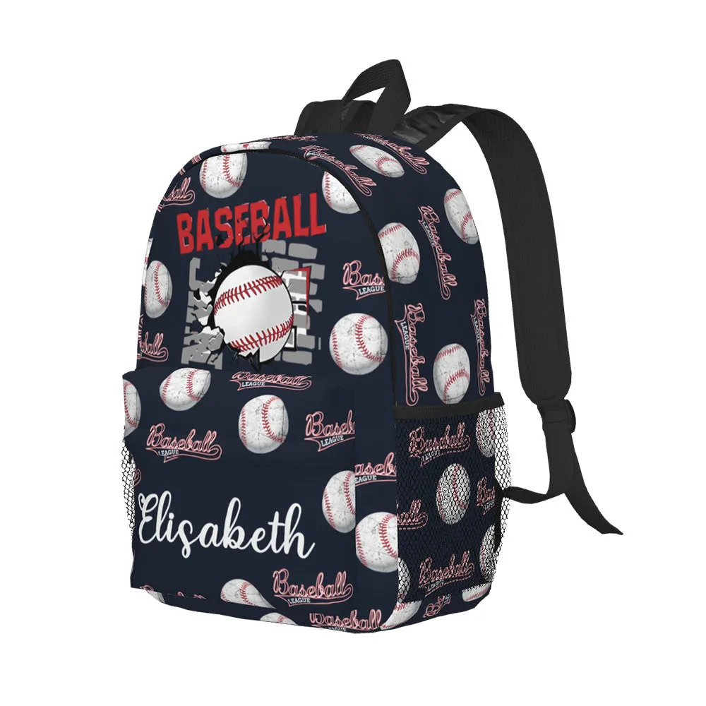 Custom Name Backpack Personalised Baseball School Bag for Kids