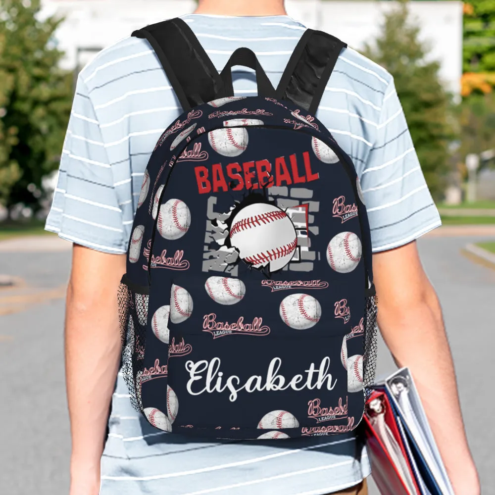 Custom Name Backpack Personalised Baseball School Bag for Kids