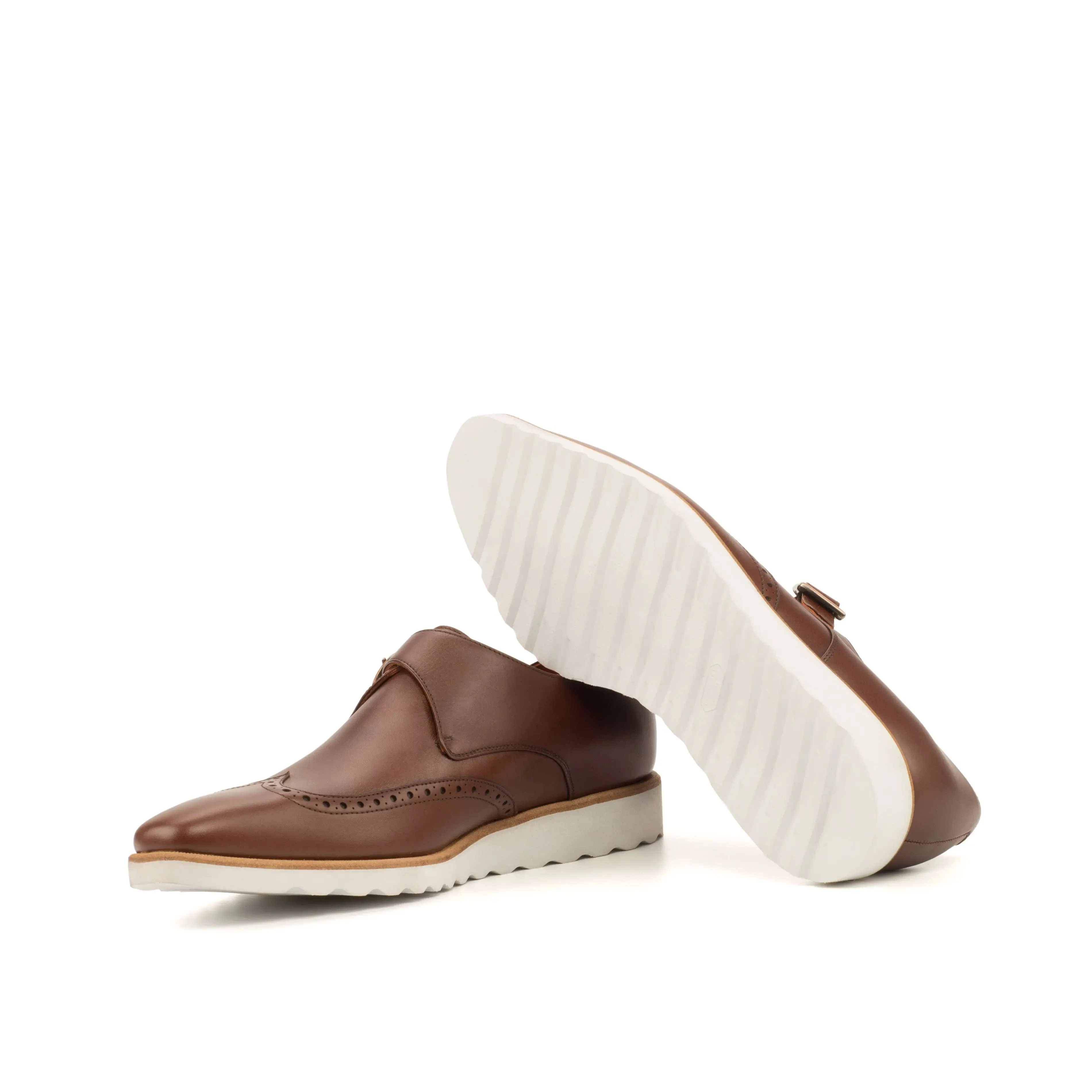 DapperFam Brenno in Med Brown Men's Italian Leather Single Monk