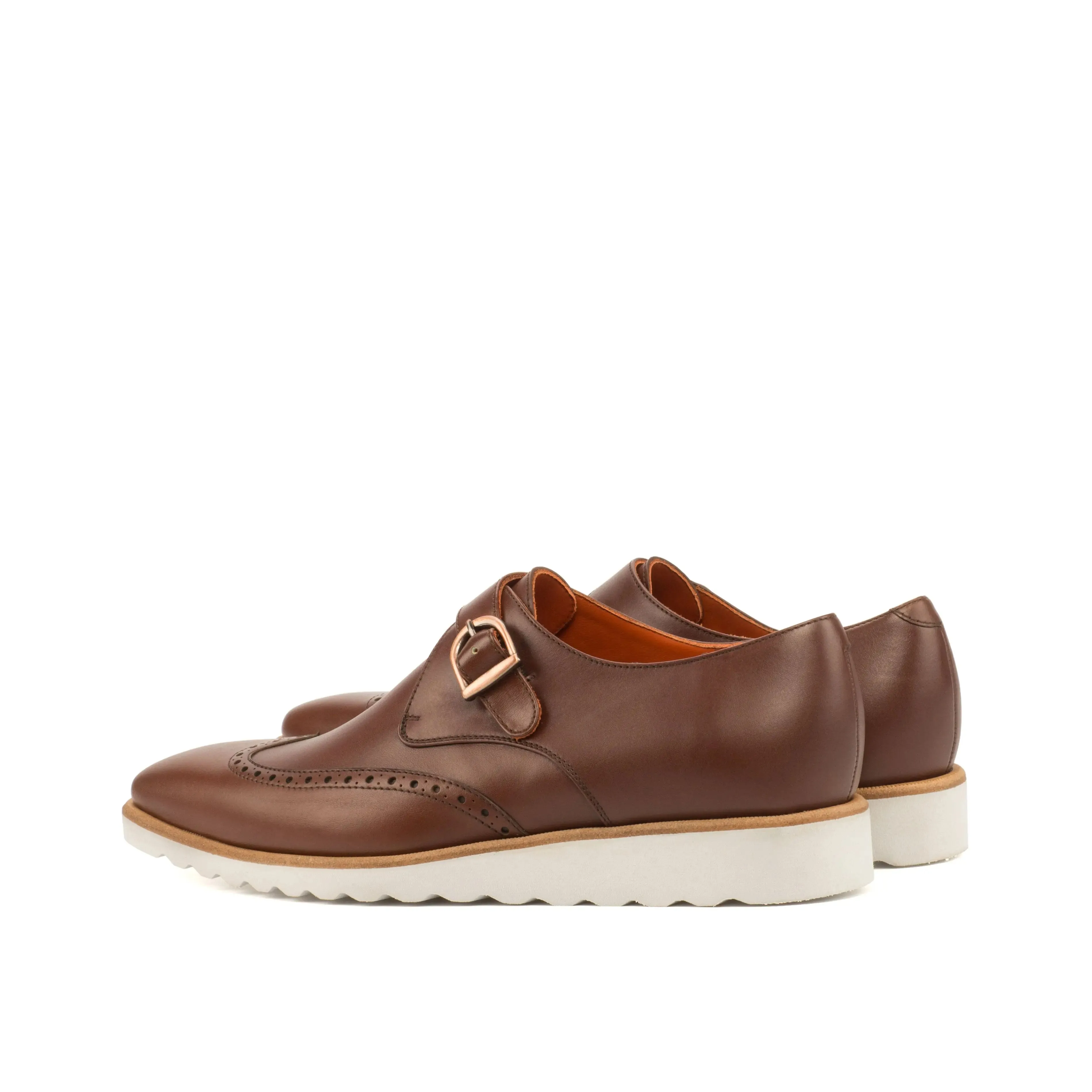 DapperFam Brenno in Med Brown Men's Italian Leather Single Monk