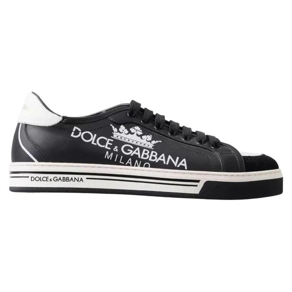 Dolce & Gabbana Black Leather Crown Milano Sneakers Casual Shoes