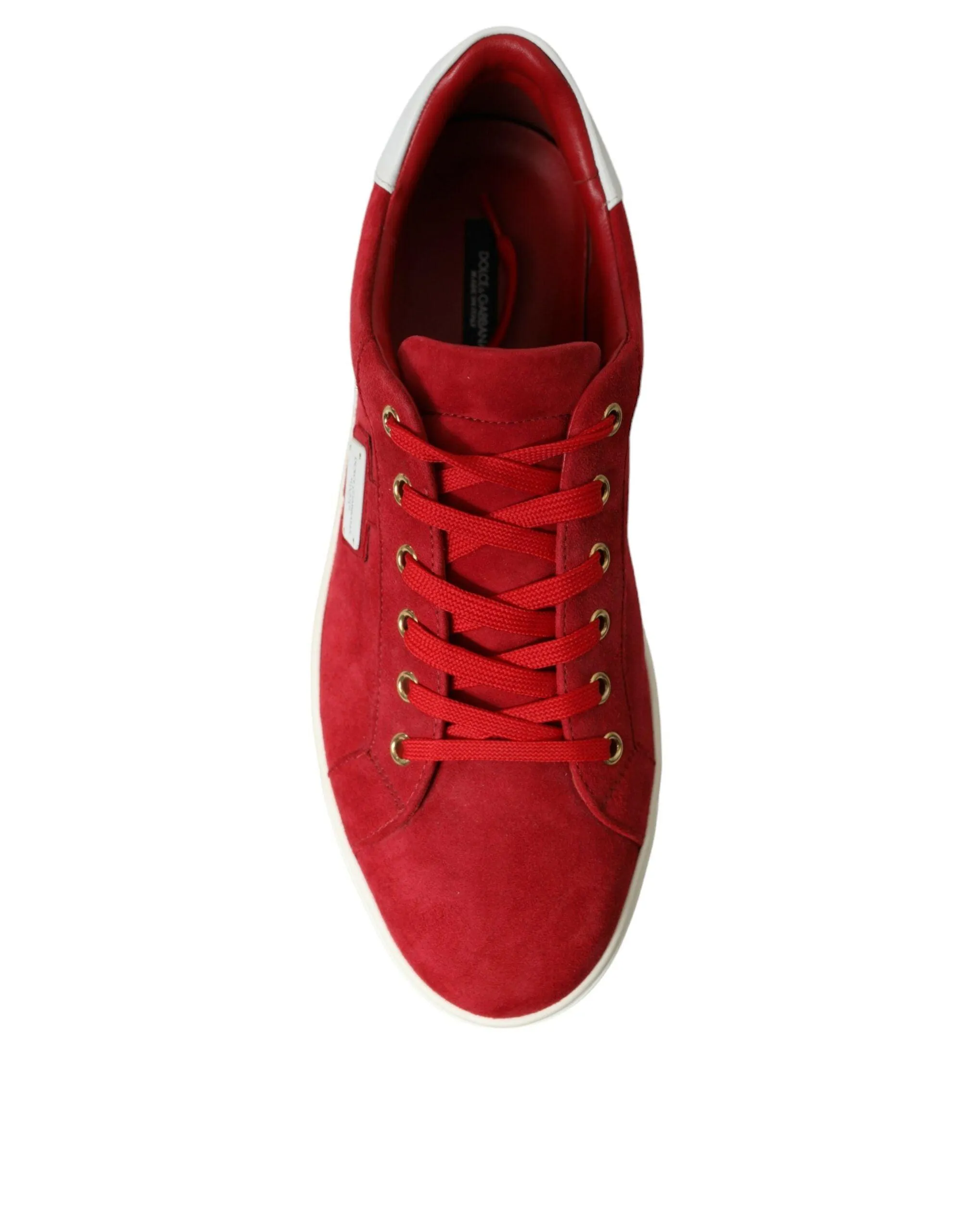 Dolce & Gabbana Red Suede Leather Men Low Top Sneakers Shoes