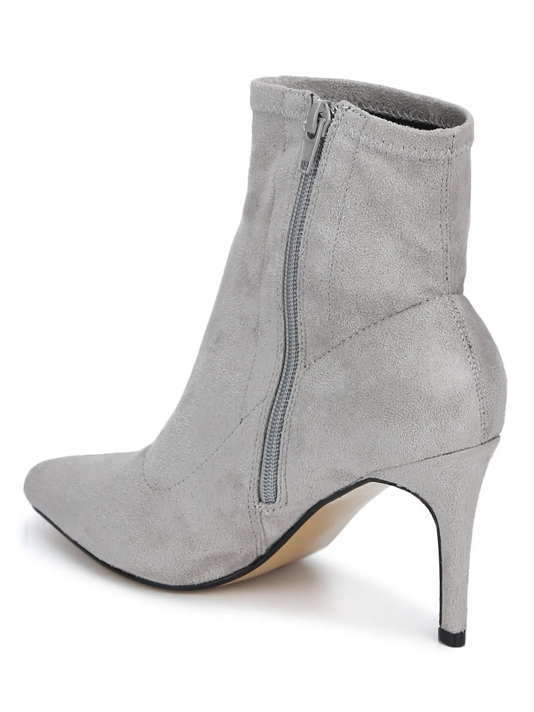 Dove Grey Micro Sock Low Heel Ankle Boots