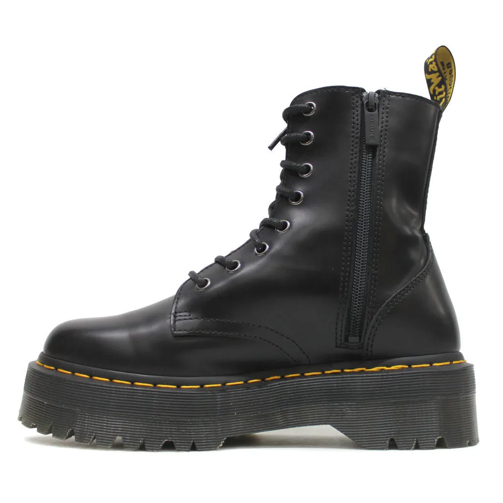 Dr. Martens Jadon Black Unisex Smooth Leather Mid-calf 8-eye Boots - UK 5