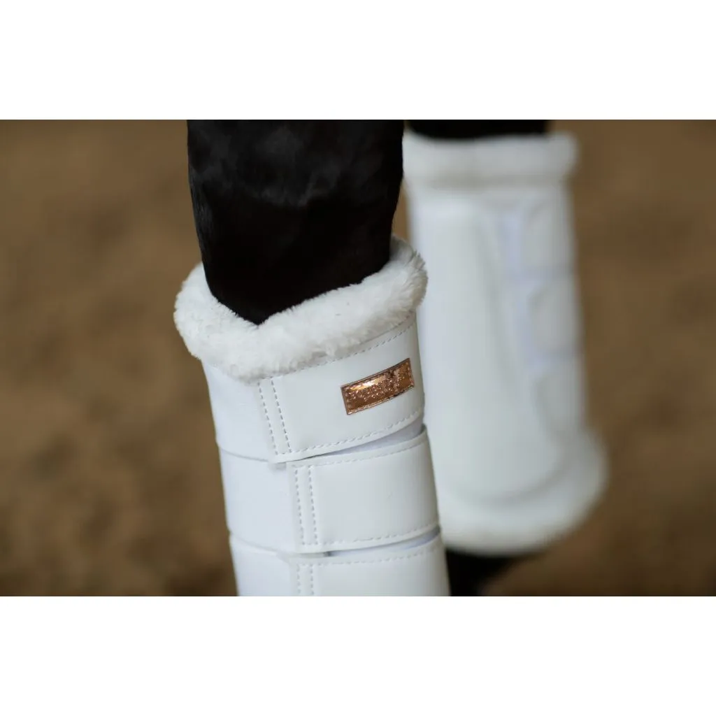 Equestrian Stockholm Fleece Lined Brushing Boots Set of 2 White- Moonless Night