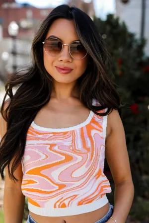 FINAL SALE - Stay Groovy Orange Knit Tank - DU DEAL