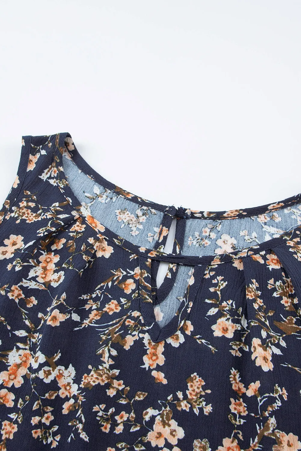 Floral Delight Round Neck Casual 100% Viscose Tank Top