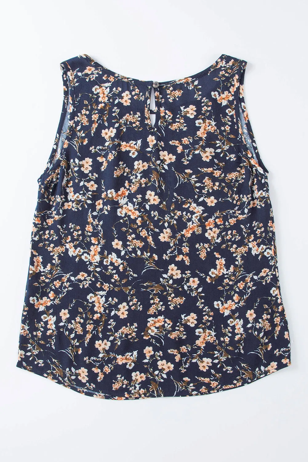 Floral Delight Round Neck Casual 100% Viscose Tank Top