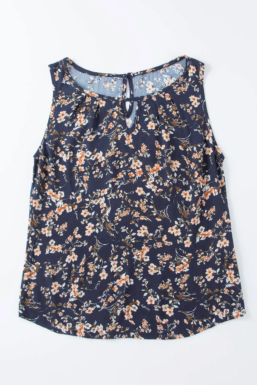 Floral Delight Round Neck Casual 100% Viscose Tank Top