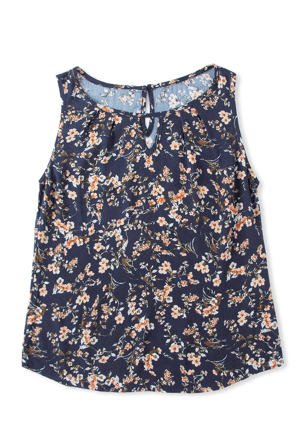 Floral Delight Round Neck Casual 100% Viscose Tank Top