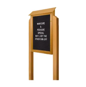 Free-Standing 20 x 20 Outdoor Message Center Letter Board on Posts  | Eco-Design Faux Wood Information Board Display