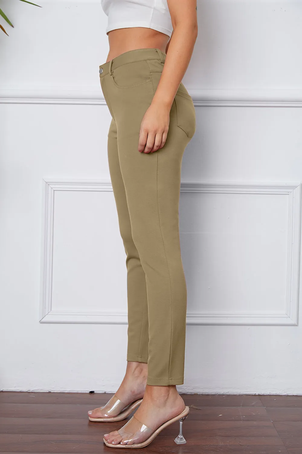 Funki Buys | Pants | Women's Stretchy Stitch 3/4 Cropped Casual Pants