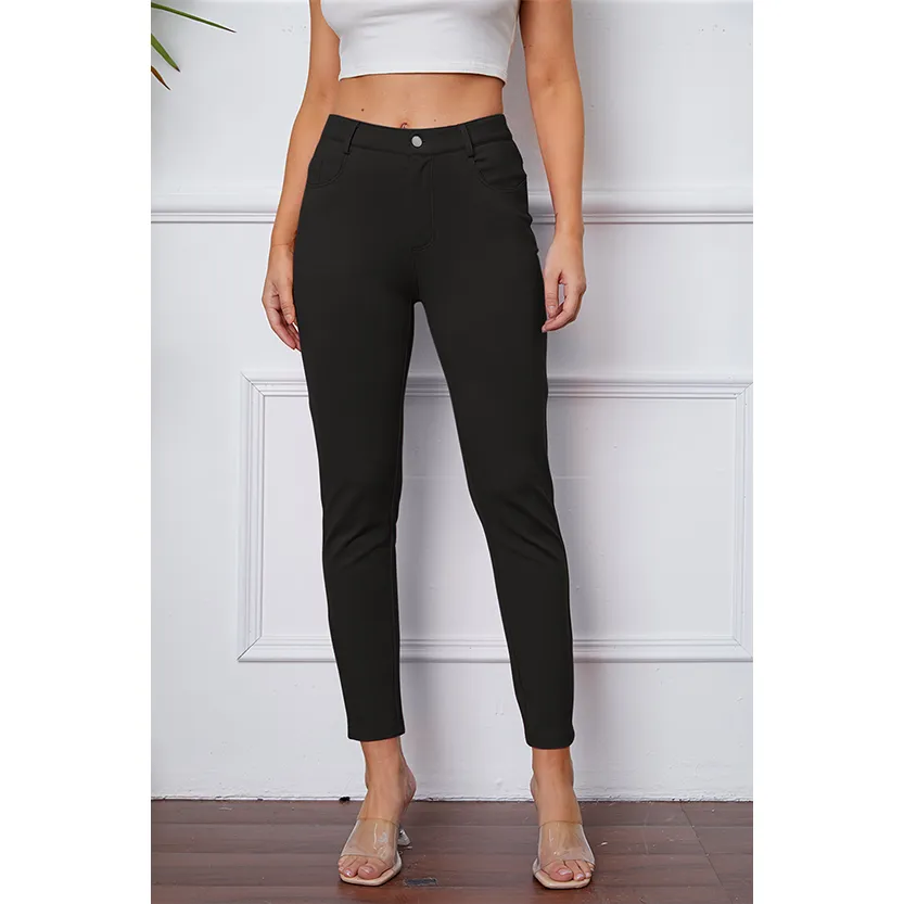 Funki Buys | Pants | Women's Stretchy Stitch 3/4 Cropped Casual Pants