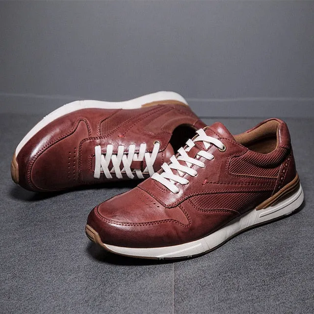 Genuine Soft Leather Classic Semi Formal Men Sneakers