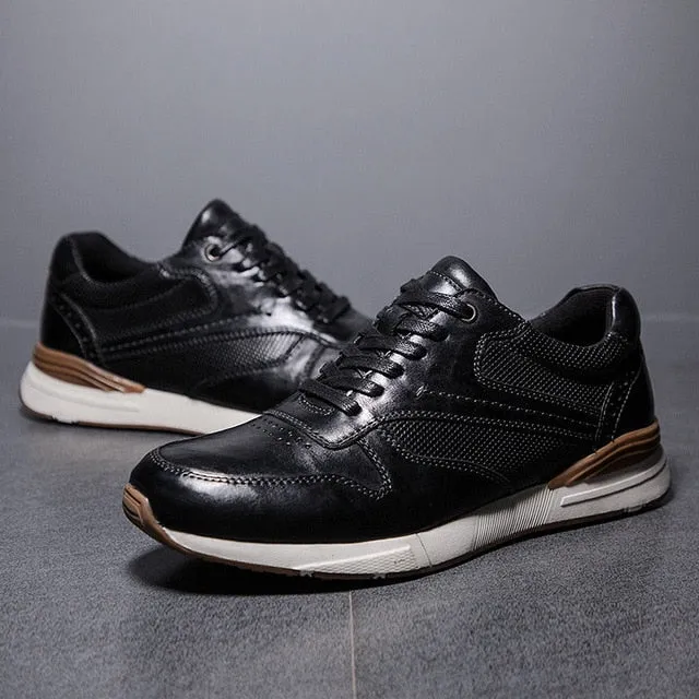 Genuine Soft Leather Classic Semi Formal Men Sneakers