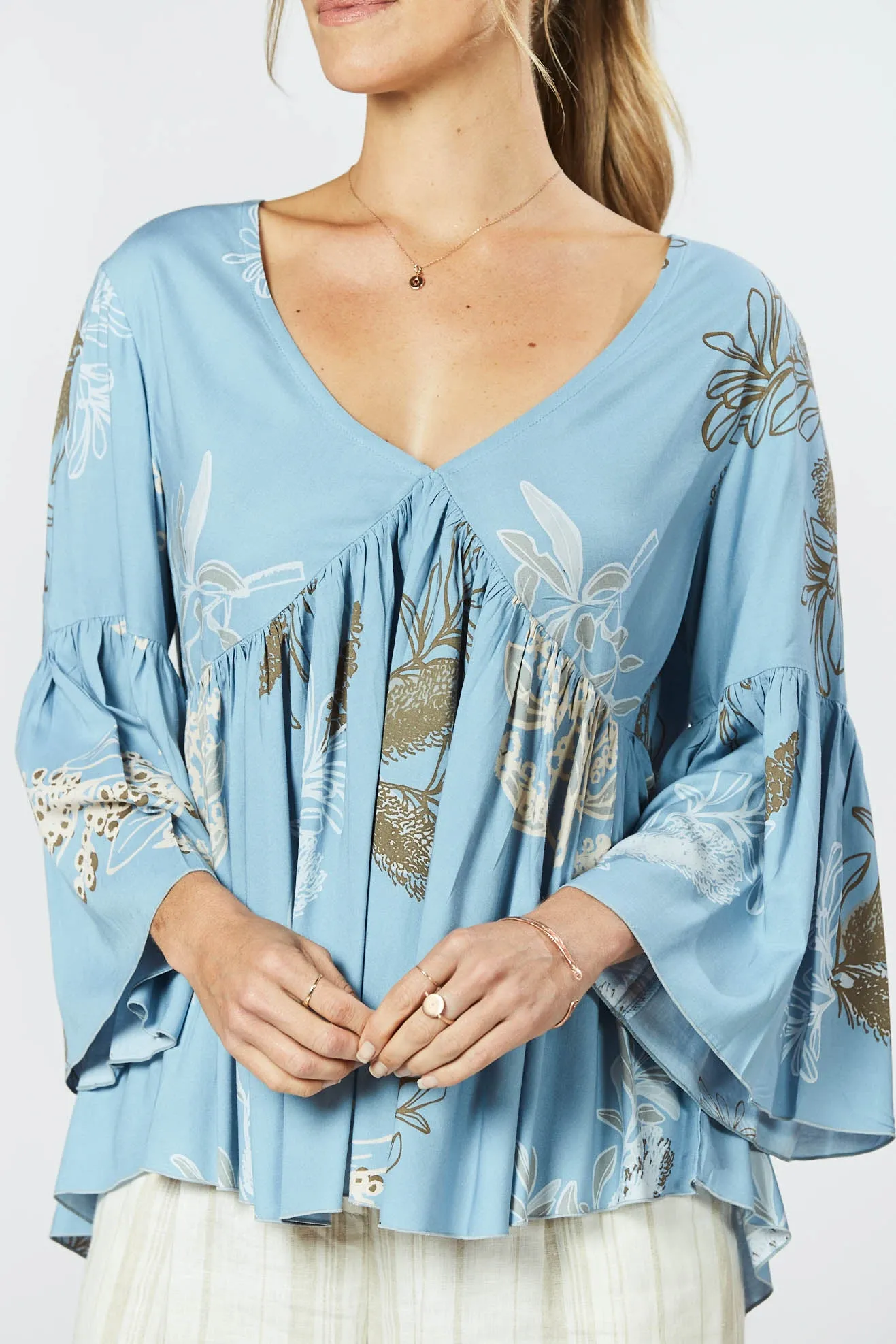 Goldie Top - Australis Print Dusk Blue