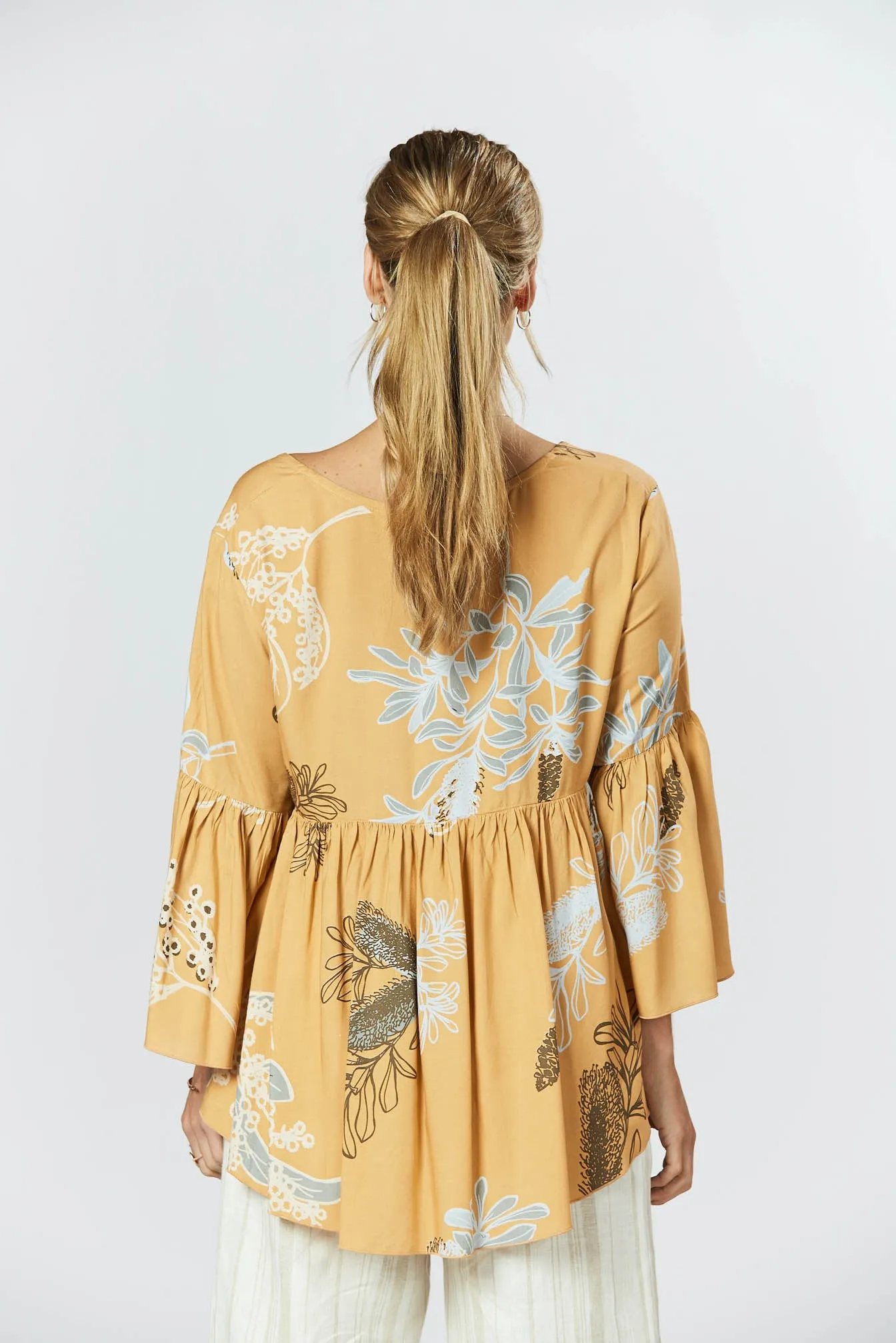 Goldie Top - Australis Print Ochre