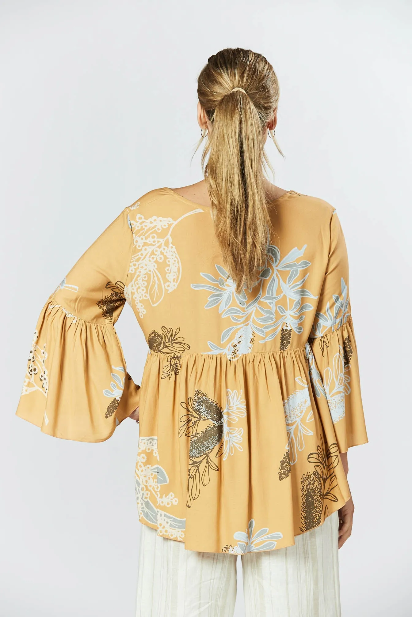 Goldie Top - Australis Print Ochre