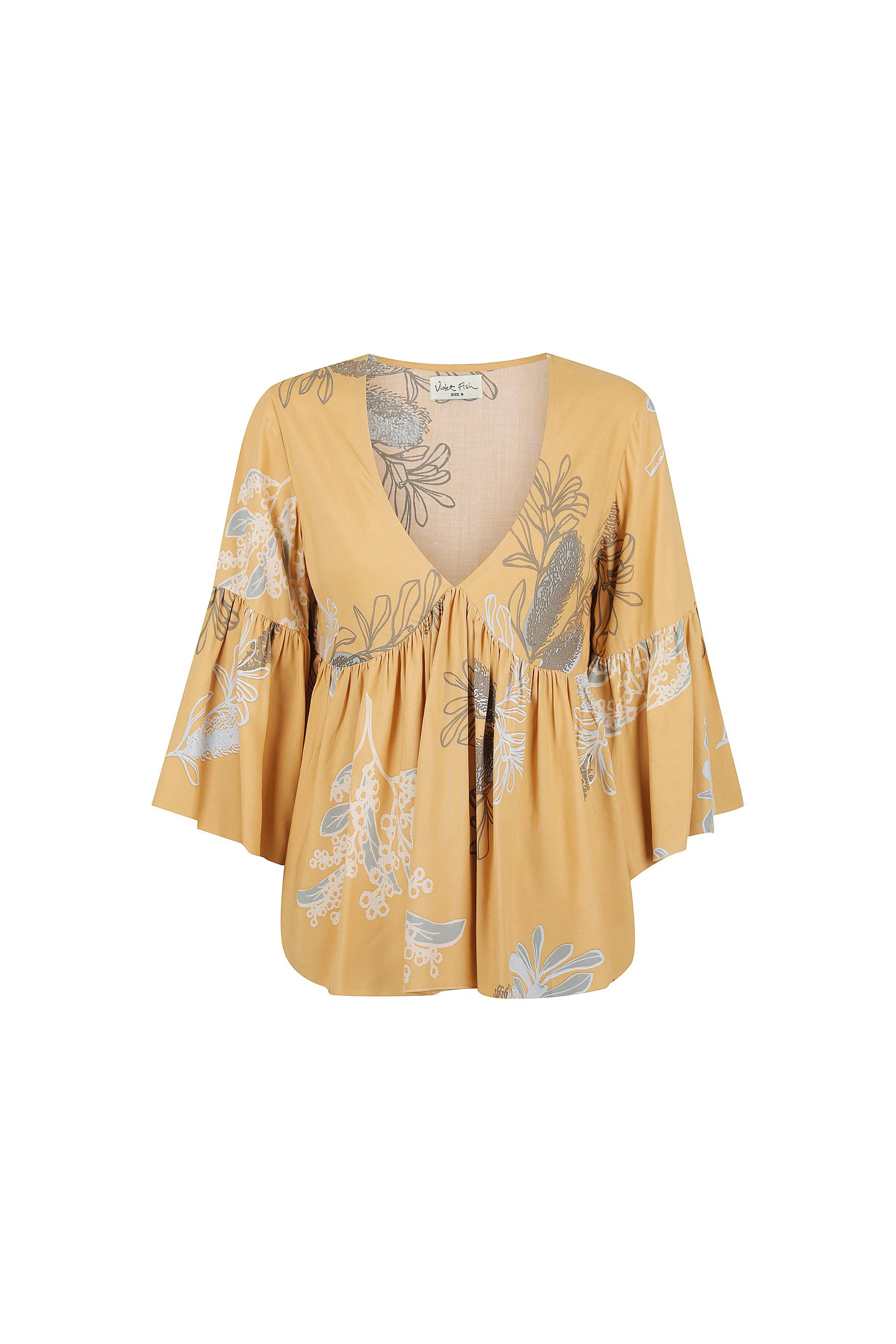 Goldie Top - Australis Print Ochre