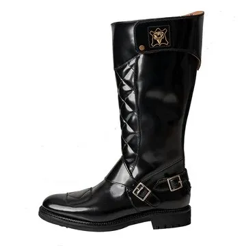 Goldtop The Quilted Trophy Motorcycle Boots - Black