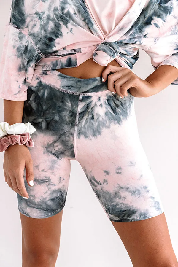 Heart Breaker Tie Dye Biker Shorts In Blush