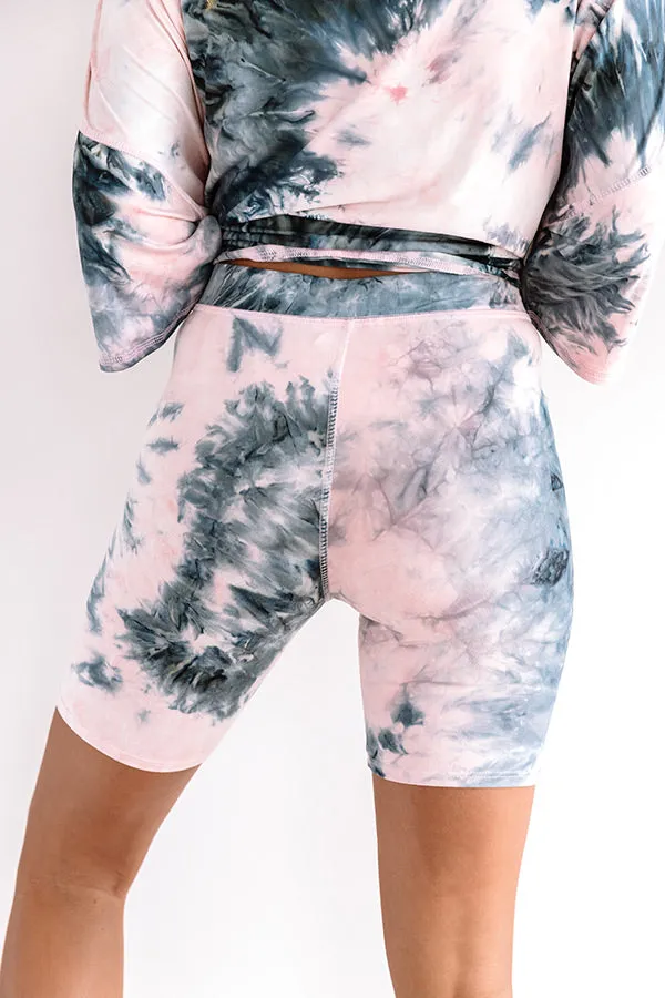 Heart Breaker Tie Dye Biker Shorts In Blush